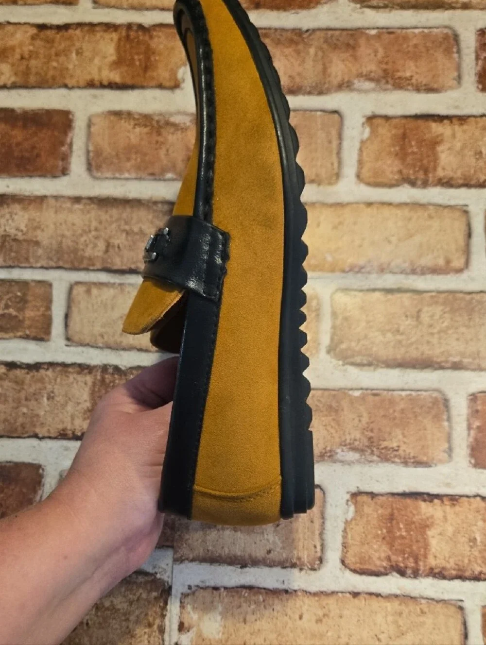 Men's Mustard Suede Loafers with Black Trim